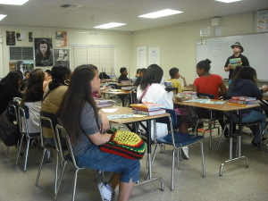 Nate Loper teaching science at Eshelman Junior High School